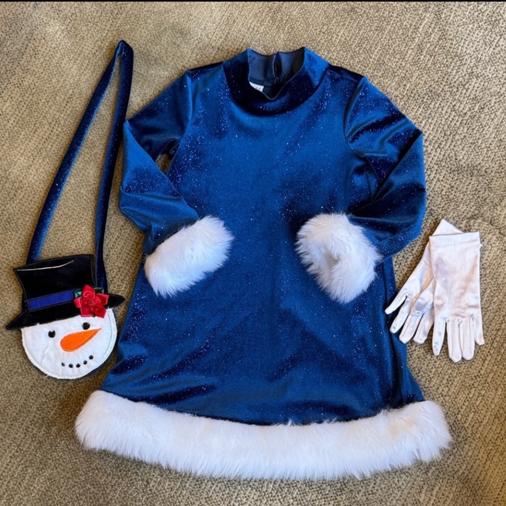 Bonnie Jean Princess Dress w/ Snowman Bag, White Gloves ~ Sz 4 - Picture 6 of 10